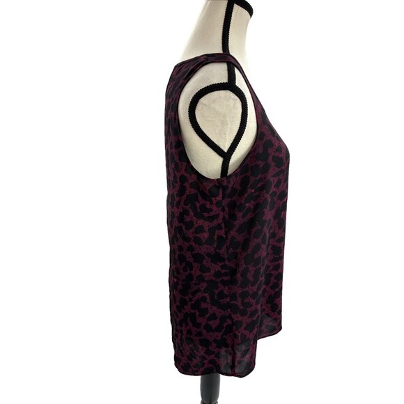 Express Womens Size S Sleeveless Tank Top Purple Black Animal Print Blouse - Picture 3 of 6